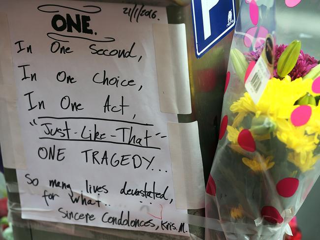 A note left at the memorial site in Davey St. Picture: SAM ROSEWARNE