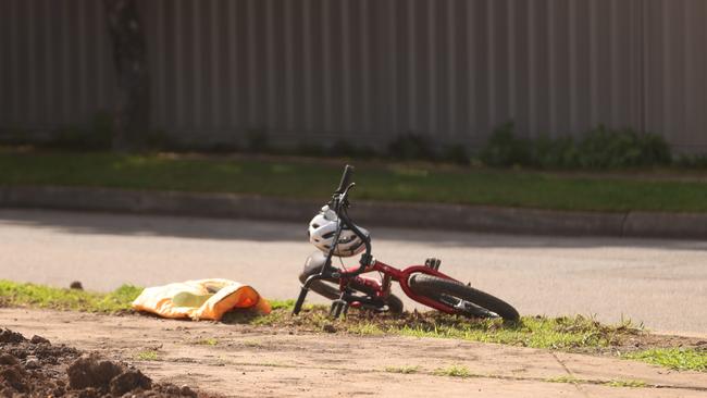 The child’s bike. Picture: Ben Clark