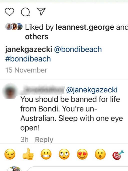 Screenshots of death threats received by Amalfi Beach Club Bondi project manager Janek Gazecki.