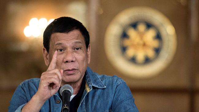 Philippines President Rodrigo Duterte is now a critic of China. Picture: AFP