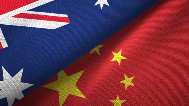 China and Australia flag together realtions textile cloth fabric texture