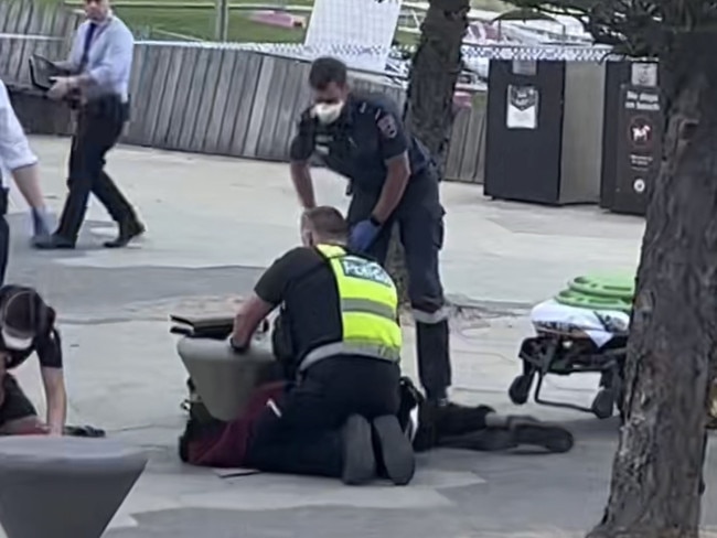 Videos showing the aftermath of the fatal St Kilda stabbing were uploaded to TikTok.