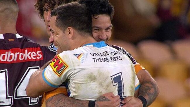 Brisbane Bronco fans and NRL supporters were not happy with Broncos player Issac Luke and others smiling and laughing with Gold Coast Titans player after the team lost there 5th straight game