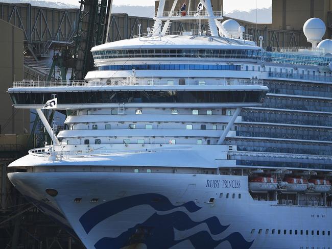 Cruise liner Ruby Princess docks at Port Kembla. Picture: AFP