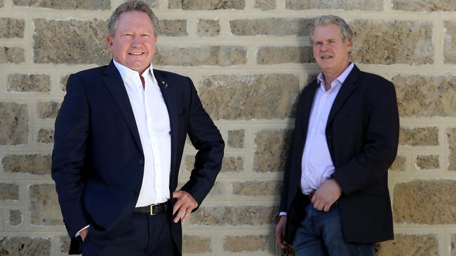 Andrew Forrest and Steve Burnell of the Minderoo Foundation. Picture: Colin Murty