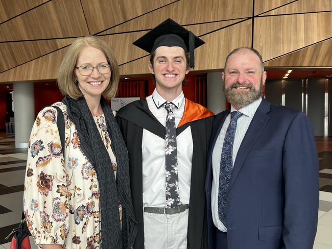 The Malone family celebrate a Bachelor of Exercise and Sports Science at the Australian Catholic University graduations on April 7, 2024. Picture: Brittany Busch