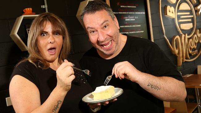 Tania and David Kayser with their vanilla slice at The Burger Moore Cafe. Picture: Hamish Blair