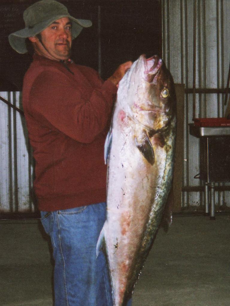 Fisherman Rodney Ingram holding a 23kg samson fish caught off Cape Cassini.