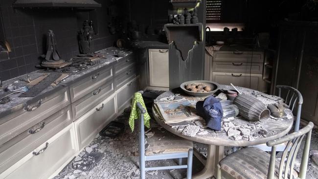 The burned out kitchen of a home in Nahal Oz. Picture: Eyal Bartov