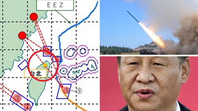 China is thought to have sent missiles over Taiwan for the first time.