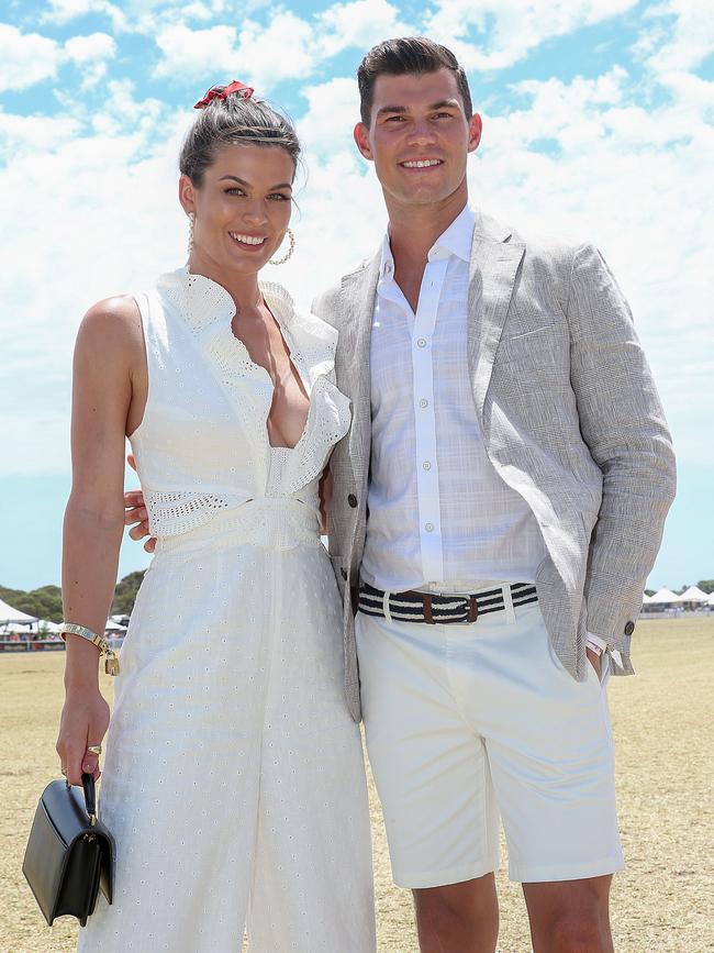 Rhiannon Joyce and Jaeger O’Meara at the Portsea Polo. Picture: Ian Currie