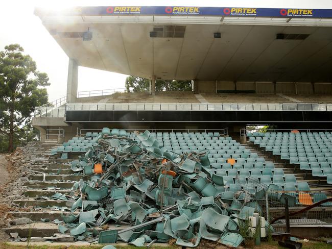 A pile of seats. Picture: Justin Sanson