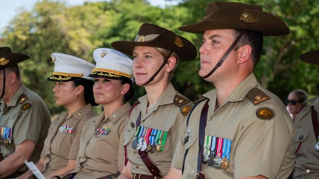 Senior officers observe the Darwin City service. Picture: Pema Tamang Pakhrin