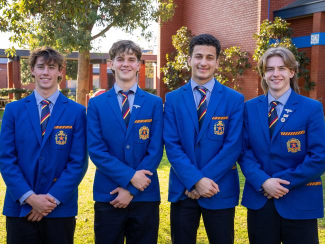 St Bede’s College Student Leadership Team 2025: Left to right: Vice captain Joseph Hetherington, Vice captain Finn Clark, College captain Maurice Kerbage and Vice Captain Flynn Hunter. Picture: Supplied