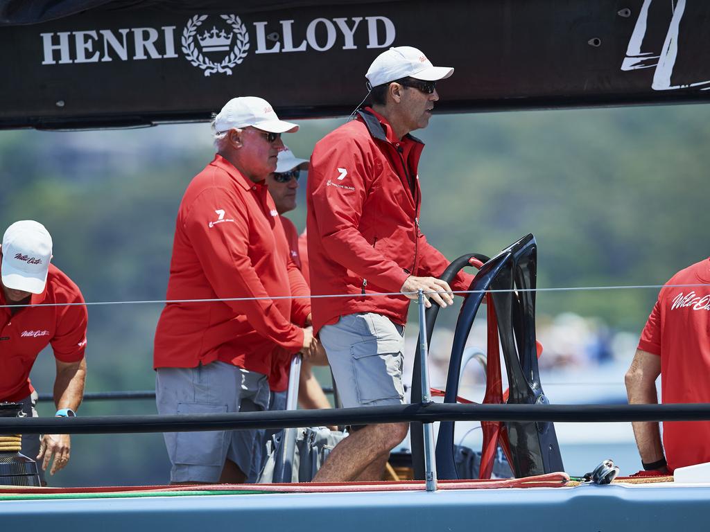 The Crew of Wild Oats XI is pictured in Sydney Harbour during the 2019 Sydney to Hobart on December 26, 2019 in Sydney, Australia. (Photo by Brett Hemmings/Getty Images)