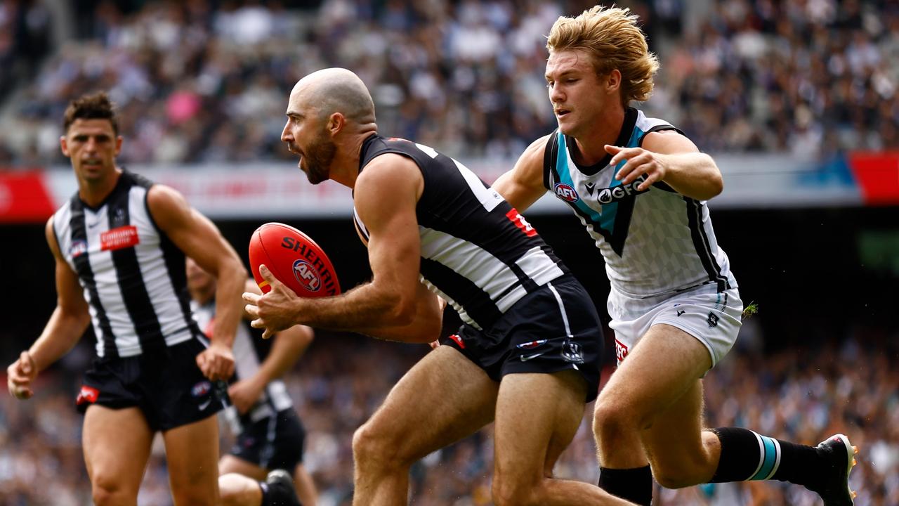 Steele Sidebottom had a day out against Port Adelaide. Picture: Michael Willson/AFL Photos via Getty Images