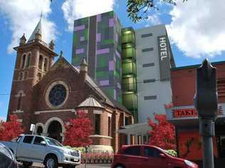 An artist's impression of the planned Toowoomba CBD hotel complex.