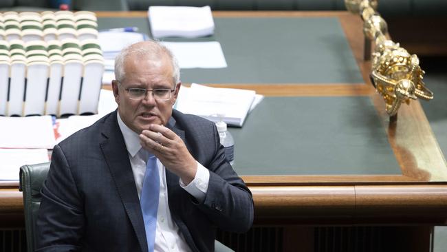 Scott Morrison during the first Question Time in Parliament House in Canberra on Tuesday. Picture: Gary Ramage