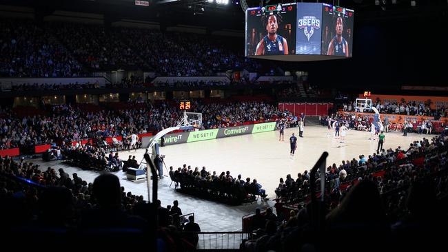 More than 6000 people were at the Entertainment Centre for Adelaide’s first pre-season game on Friday night. Picture: Emma Brasier (AAP).