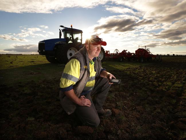 Farmer Stewart Hamilton from Inverleigh in Western Victoria, uses modern technology including GPS tracking data & sensors that can be read using a smart phone to run his farms.