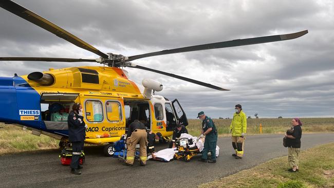 RACQ CapRescue was called to attend a single-motorbike crash on Rannes Road, west of Goovigen, on October 11, 2022. Picture: RACQ CapRescue