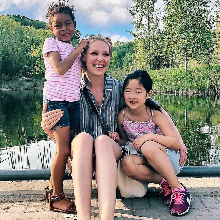 Katherine Heigl with her daughters Adalaide (left) and Naleigh.