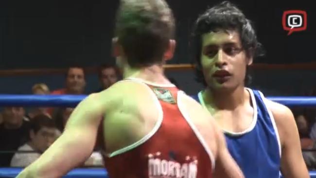 Nowroz Amin, in the blue singlet, pictured during an amatuer boxing match in 2011.