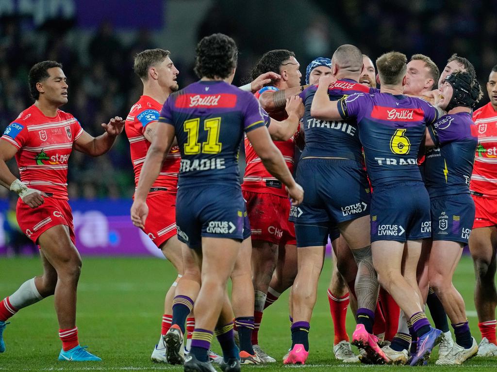 Tensions threatened to explode in the first half. Picture: NRL Imagery