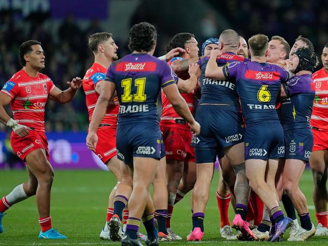 Tensions threatened to explode in the first half. Picture: NRL Imagery