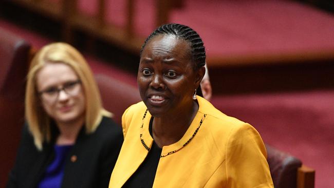 Liberal Senator Lucy Gichuhi gave an impassioned address about racism in response to Fraser Anning’s speech yesterday. (Pic: Mick Tsikas/AAP)