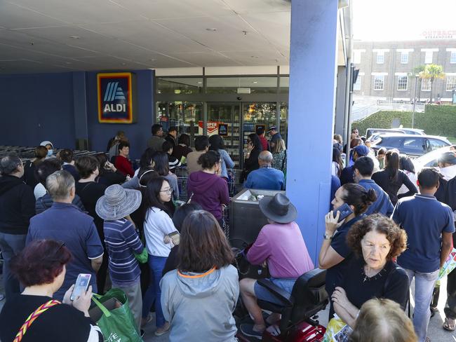 Aldi is limiting the number of customers that can be in its stores at any one time. Picture: Dylan Robinson