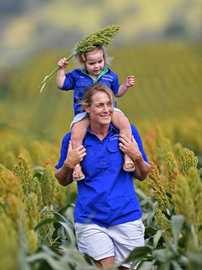 Grain grower Kate Gunn with her daughter, Zoe.