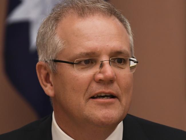 Australian Prime Minister Scott Morrison speaks during a cabinet meeting at Parliament House in Canberra, Tuesday, August 28, 2018.  (AAP Image/Lukas Coch) NO ARCHIVING