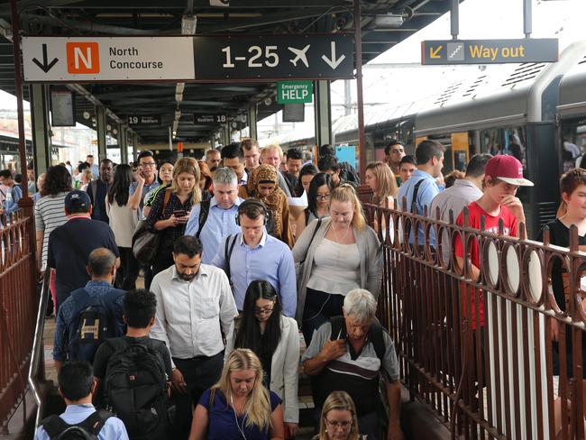 The chaotic scene at Central Station last week. Picture: Richard Dobson