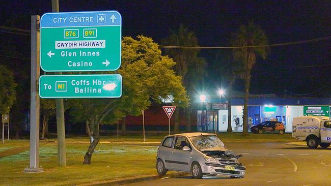 The occupants of a Hyundai Getz survived with non-life threatening injuries after a crash on Bent Street, South Grafton, on Saturday, February 19. Picture: Frank Redward