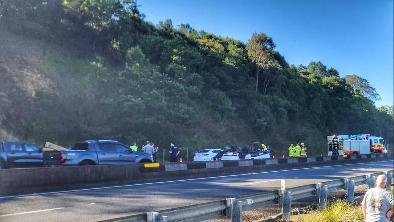 The crash on the New England Highway north of Toowoomba on Saturday, August 24. Picture: FB