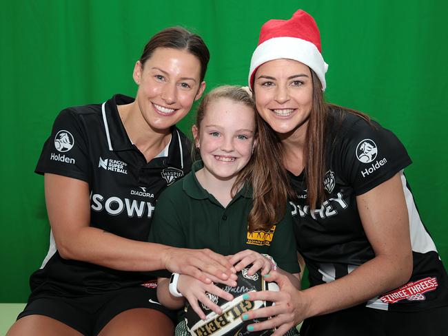 Sharni Layton (right) is back in training with the Magpies. Picture: