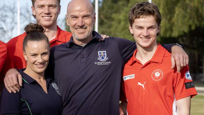 Ben Francou(right) with father and former Port Adelaide star footballer Josh Francou. Picture: Kelly Barnes
