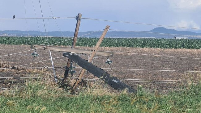 Powerlines down at Norwin on Western Downs. Picture: The Supercell/Facebook