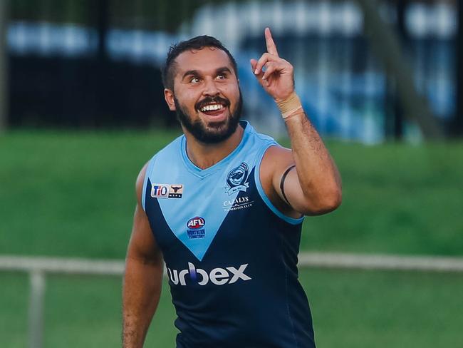 Buff's Jarrod Stokes  as the Darwin Buffaloes  v Palmerston Magpies on TIO Stadium 1.Picture GLENN CAMPBELL