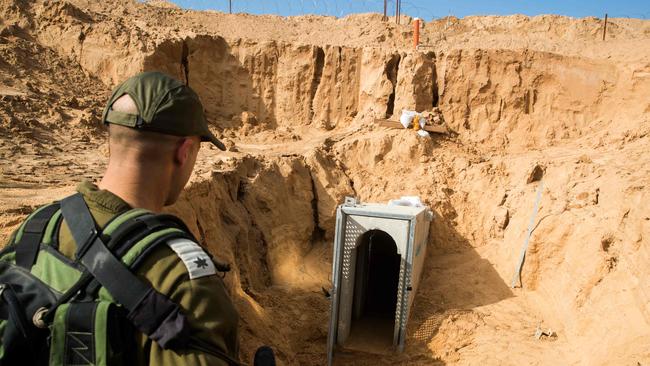 A tunnel on the Israeli side of the border with the Gaza Strip. Picture: AFP Photo/Pool/Jack Guez