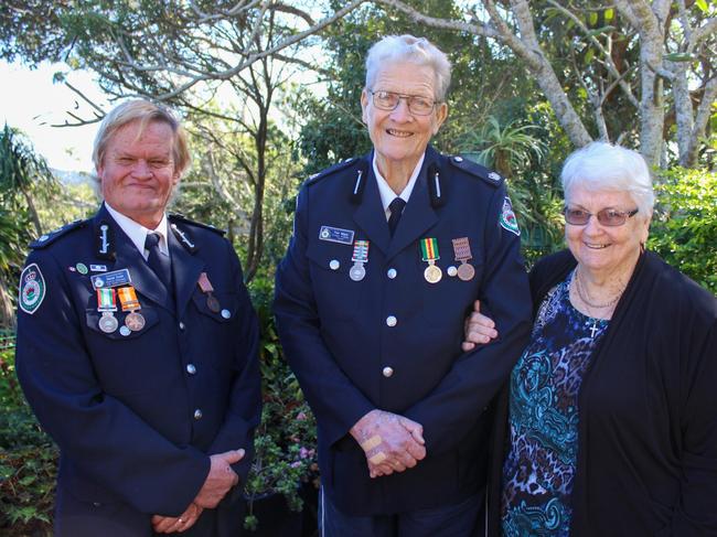 Superintendent David Cook with Cudgen brigade member Tom Maye and his wife Carmel Maye. Photo: Contributed