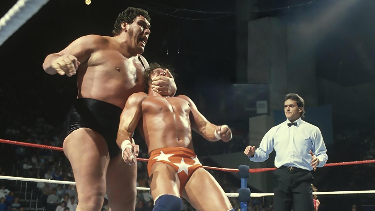 Andre the Giant wrestling against Randy Savage in 1988. Picture: Alamy