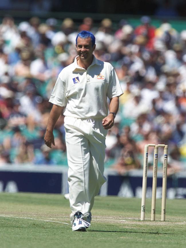 Colin Miller's blue hair. Australia v West Indies. 5th test. SCG.