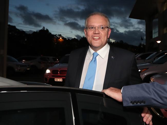 Scott Morrison leaves the Seven West studios in Perth after the debate. Picture: Kym Smith