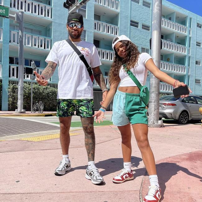 Jordon Crawford with daughter Alaynah in Miami, Florida. Picture: Jordon Crawford/Instagram