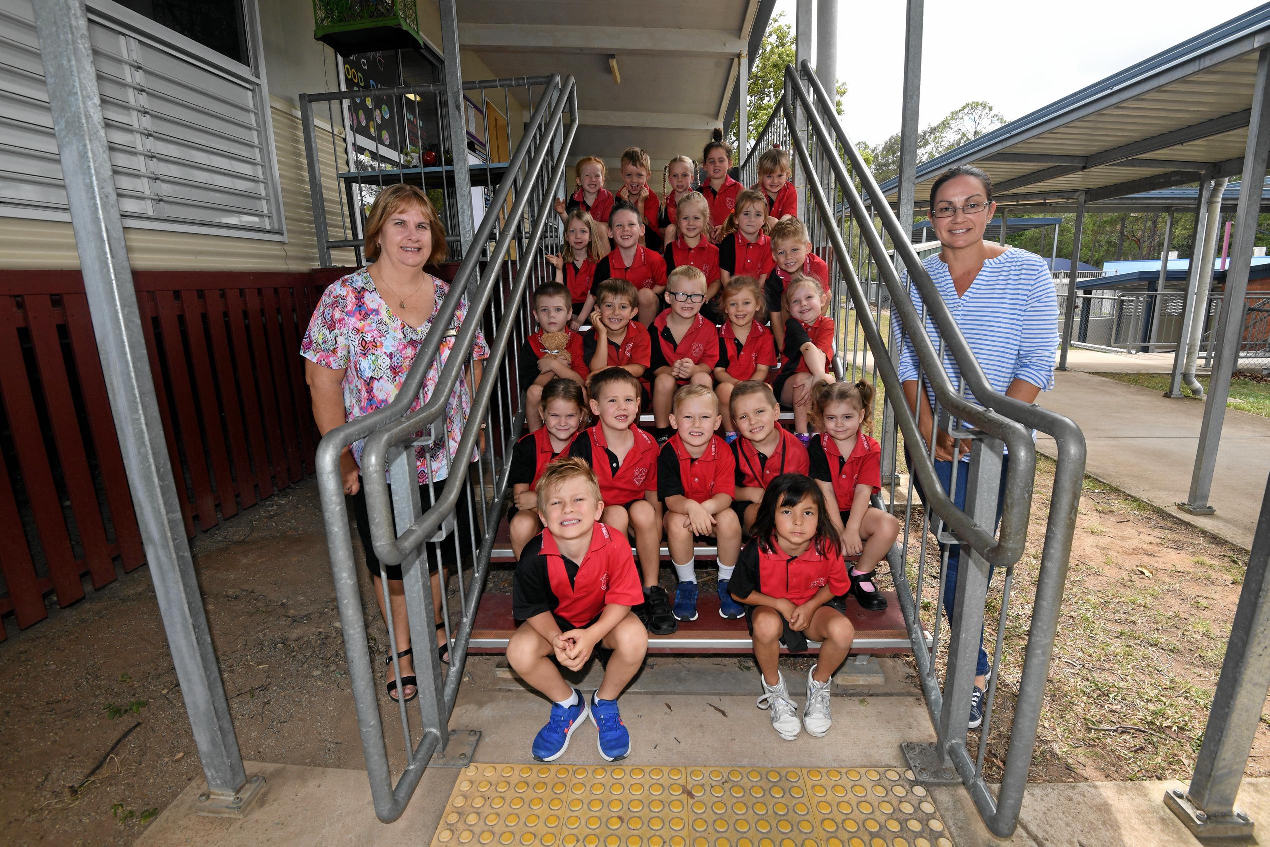 Gympie West State School - Back Row: Gemma Brown, Logan Davis, Isla Nevaya, Eva Wright, Lily WhitfieldSecond Back:Lorelai Stanley, Mason Hamilton, Lilly Vertigan, Felicity Schwenke, Vance CookMiddle Row:Maximus Mundt, William Connor, Tiberius Armstrong, Sophie Curtis-Jeynes, Isabel ElsonSecond Front:Aaliyah Hall, Tyler Lees, Henry Harriman, Phoenix Sheil, Jaelyn McKeeFront Row:Fraser King, Layla FowlerTeacher Aide:Mrs Lisa Tompkins (floral top)Teacher:Mrs Natiana Bond. Picture: Troy Jegers