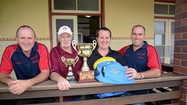 READY: Keith Clarke,Colin Pope, Justin Worth, and Jason Wright at the Sovereign Hotel. Photo Gerard Walsh / Warwick Daily News. Picture: Gerard Walsh