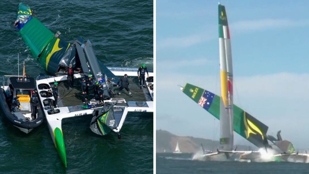 The wing on Australia's SailGP boat fell to pieces.