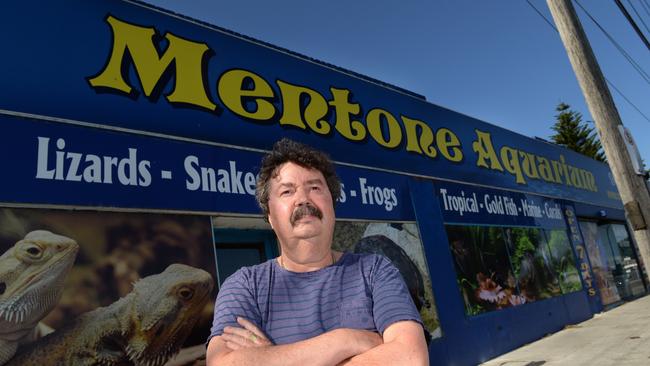 Mentone Aquarium owner Bill Bertram was shocked when a thief stole 28 rare snakes from the store in 2015. Picture: Chris Eastman